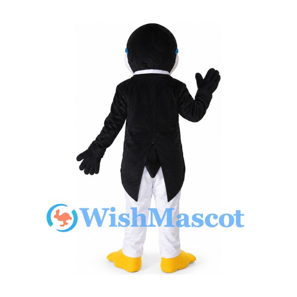 Penguin Mascot Costume with Glasses and Black Tuxedo