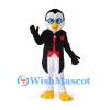 Penguin Mascot Costume with Glasses and Black Tuxedo
