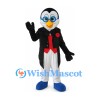 Penguin Mascot Costume with Black Tailcoat and Blue Glasses