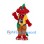 Dragon Mascot Costume in Red with Yellow Shirt and Green Shoulder Bag