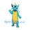 Dragon Mascot Costume in Turquoise with Yellow Belly and Long Whiskers
