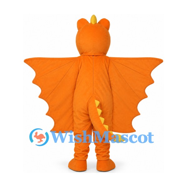 Dragon Mascot Costume in Orange with Large Wings