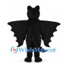 Dragon Mascot Costume in Black with Broad Wings and White Teeth