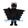Dragon Mascot Costume in Black with Broad Wings and White Teeth