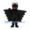 Dragon Mascot Costume in Black with Broad Wings and White Teeth