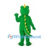 Dragon Mascot Costume in Green with Yellow Belly and Head Horn