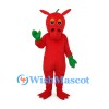 Dragon Mascot Costume in Red with Green Hands and Back Spines