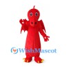 Dragon Mascot Costume in Red with Long Snout and Small Wings