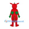 Dragon Mascot Costume in Red with Green Chest Trim