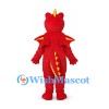 Dragon Mascot Costume in Red with Yellow Belly and Wings