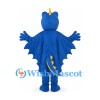 Dragon Mascot Costume in Blue with Large Wings and Yellow Belly