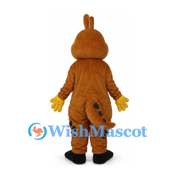 Dinosaur Mascot Costume in Brown with Yellow Spotted Belly