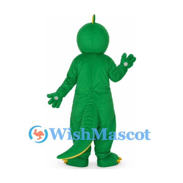Dragon Mascot Costume in Green with Yellow Striped Belly