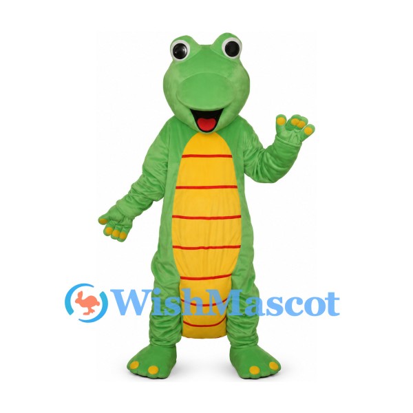 Dinosaur Mascot Costume in Light Green with Yellow Belly