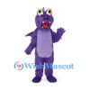 Dragon Mascot Costume in Purple with Gray Belly and Small Wings