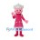 Doll Mascot Costume with Pink Dress and Pale Blue Curled Hair