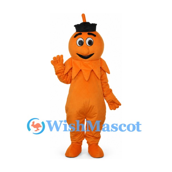 Pumpkin Mascot Costume with Orange Body and Black Hat