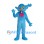 Blue Monster Mascot Costume with Branch Shaped Horns and Pink Bow