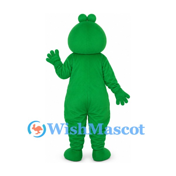 Green Monster Mascot Costume with Yellow Nose and Rounded Head