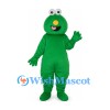 Green Monster Mascot Costume with Yellow Nose and Rounded Head