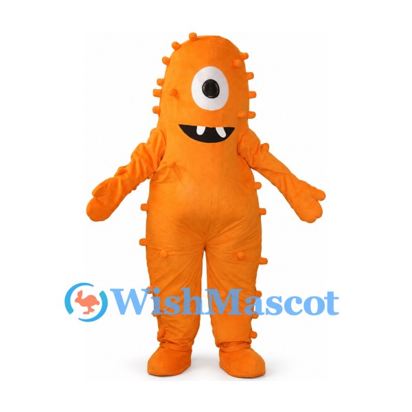 Cyclops Mascot Costume in Orange with Small Body Spikes