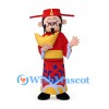 God of Wealth Mascot Costume with Red Robe and Gold Ingot