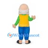 Grandfather Mascot Costume with Yellow Vest and Blue Pants