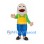 Grandfather Mascot Costume with Yellow Vest and Blue Pants