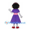 Girl Mascot Costume with Purple Dress and Pink Belt