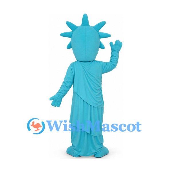 Statue of Liberty Mascot Costume in Blue with Spiked Crown