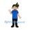 Boy Mascot Costume with Spiky Brown Hair and Blue Shirt