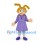 Girl Mascot Costume with Blonde Pigtails and Purple Dress