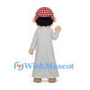 Boy Mascot Costume with Gray Robe and Checked Headscarf
