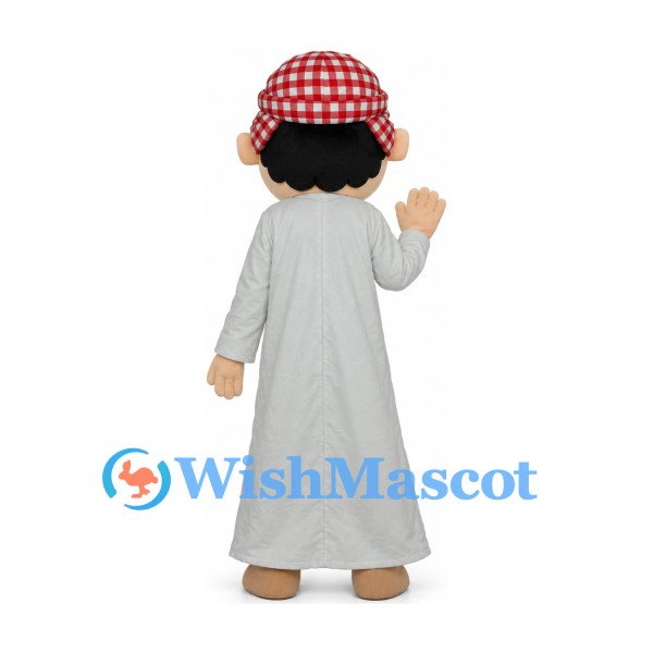Boy Mascot Costume with Gray Robe and Checked Headscarf