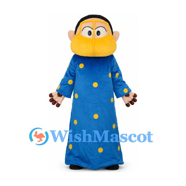 Masked Character Mascot Costume with Blue Spotted Robe