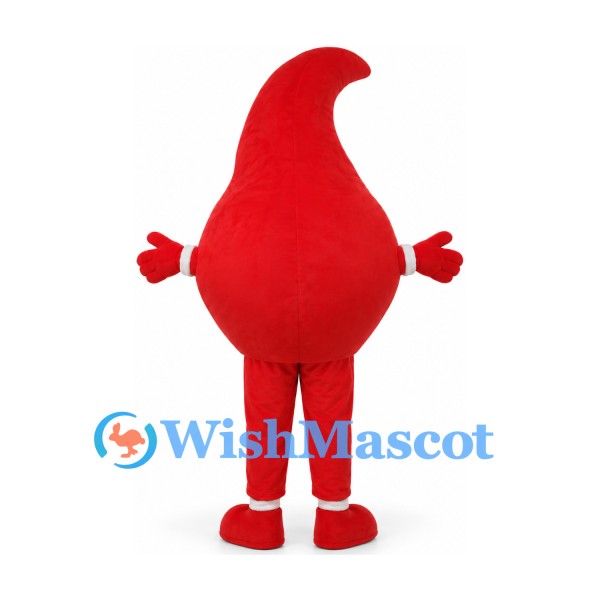 Blood Drop Mascot Costume in Red with Smiling Face