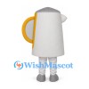 Electric Kettle Mascot Costume in White with Yellow Handle