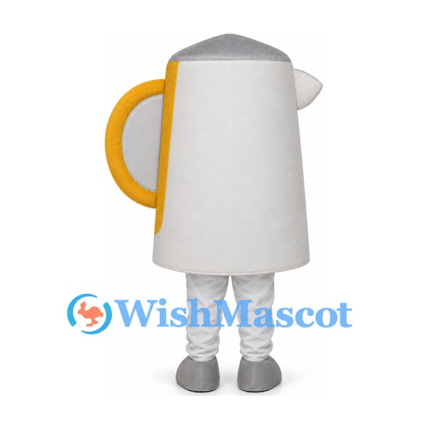 Electric Kettle Mascot Costume in White with Yellow Handle