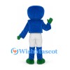 Robot Mascot Costume with Blue Monitor Head and White Pants