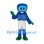 Robot Mascot Costume with Blue Monitor Head and White Pants