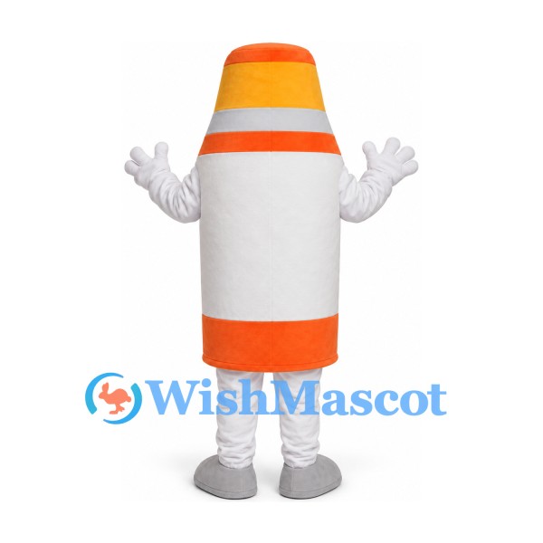 Traffic Cone Mascot Costume in White with Orange Bands