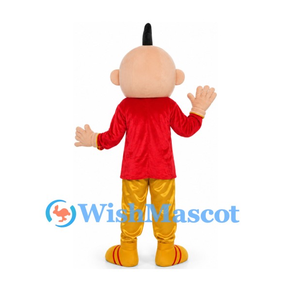 Boy Mascot Costume with Red Tunic and Yellow Pants