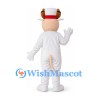 Mouse Mascot Costume in White with Tall Red White Hat