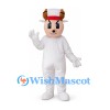 Mouse Mascot Costume in White with Tall Red White Hat
