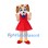 Dog Mascot Costume with Red Dress and Blue Bow