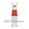 Rabbit Mascot Costume with Floral Vest and Glasses