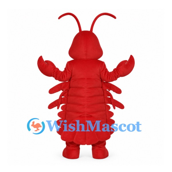 Lobster Mascot Costume in Red with Broad Segmented Body