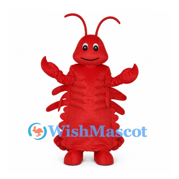 Lobster Mascot Costume in Red with Broad Segmented Body