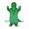 Dinosaur Mascot Costume in Green with Side Spikes and Yellow Claws