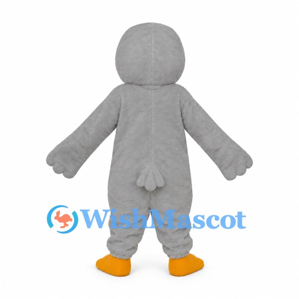 Duck Mascot Costume in Gray with Orange Bill and Feet